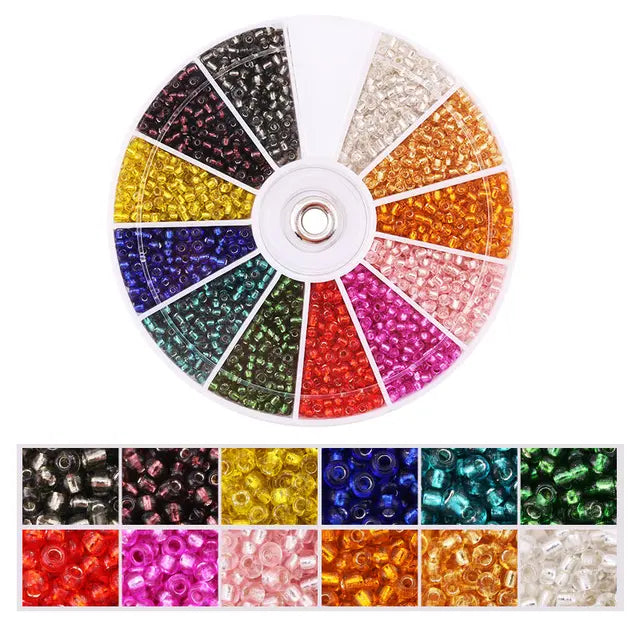 2000 pcs Glass Seed Beads Set | 12-Grid Color Assortment for DIY Jewelry Making