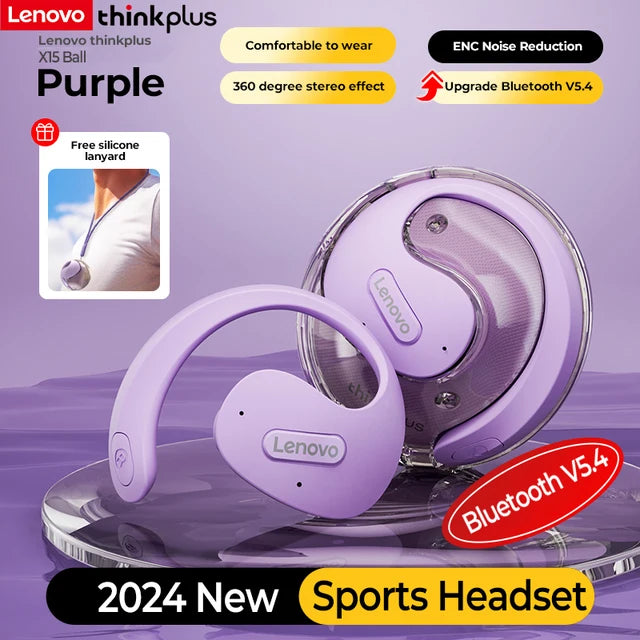 Lenovo Thinkplus X15 Pro Wireless Earphones | Bluetooth 5.4 | HD Sound | Noise Reduction | Secure Fit for Active Use