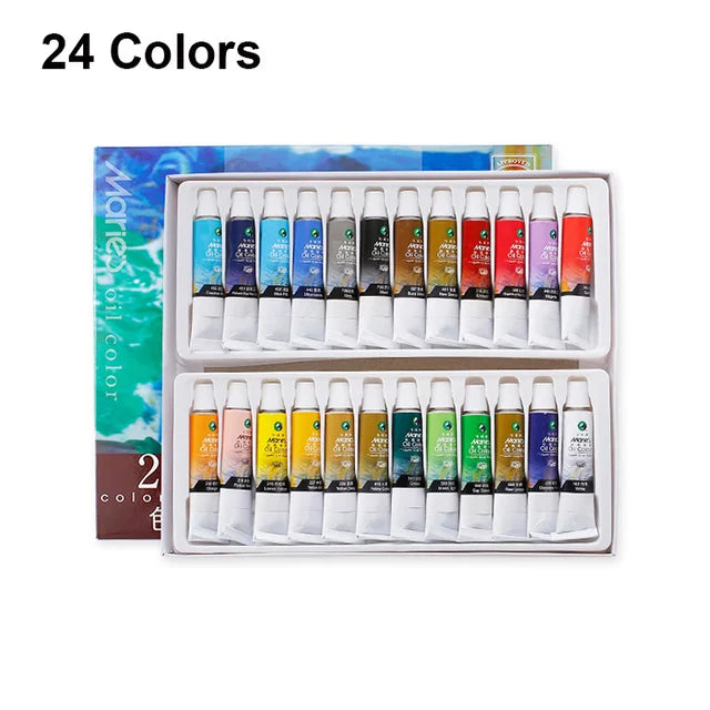 Marie's Professional Oil Paint Set | Available in 12, 18, 24 Colors | High-Quality Painting Pigments