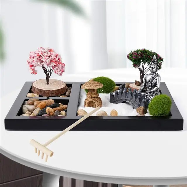 Complete Mini Zen Garden Kit | Authentic Meditation Decor for Home and Office