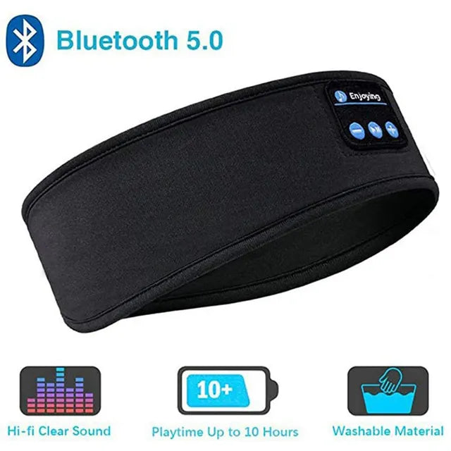 SoundSleep Wireless Bluetooth Headband | Multi-Functional Sports & Sleep Eye Mask with Built-In Headphones | Moisture-Wicking Material | Long Battery Life