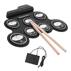 Portable Electronic Drum Set | USB Roll-Up Silicon Pad | Compact Digital Drums Kit with Pedals
