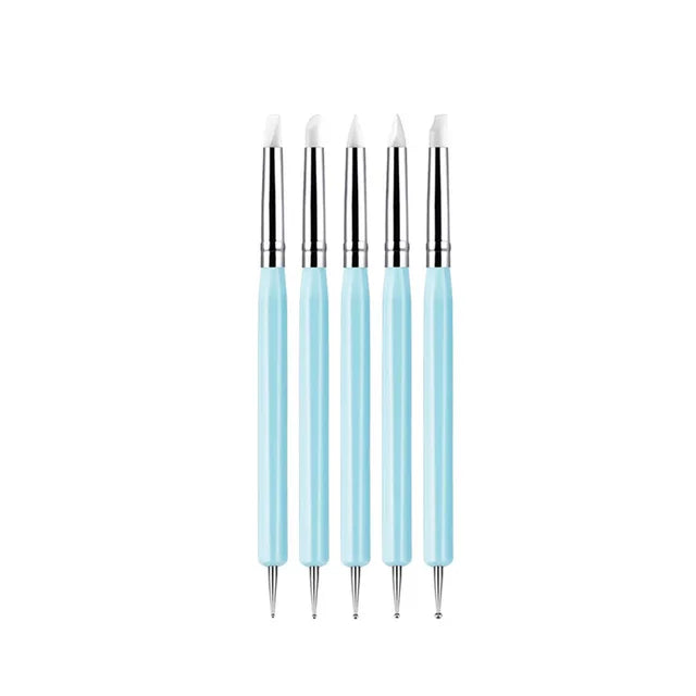 5-Piece Silicone Clay Sculpting Tool Set | Multi-Use Brushes for Pottery, Nail Art, and Cake Decorating