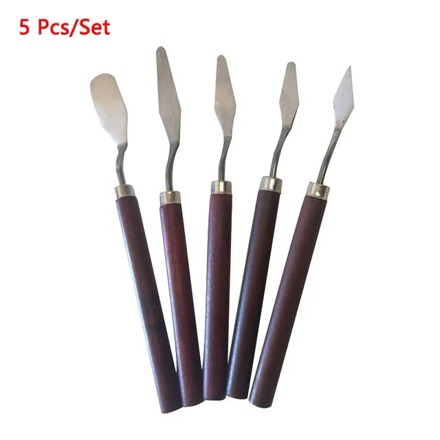 7-Piece Stainless Steel Palette Knife Set | Artist Spatulas for Oil Painting and Cake Decorating