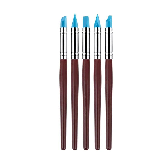 5-Piece Silicone Clay Sculpting Tool Set | Multi-Use Brushes for Pottery, Nail Art, and Cake Decorating