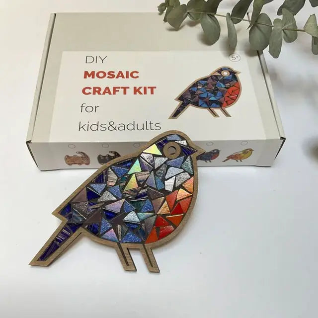 Bright Feather Mosaic Kit | Handmade Creative DIY Stained Glass Craft Set | Ideal for Crafts Lovers & Family Projects