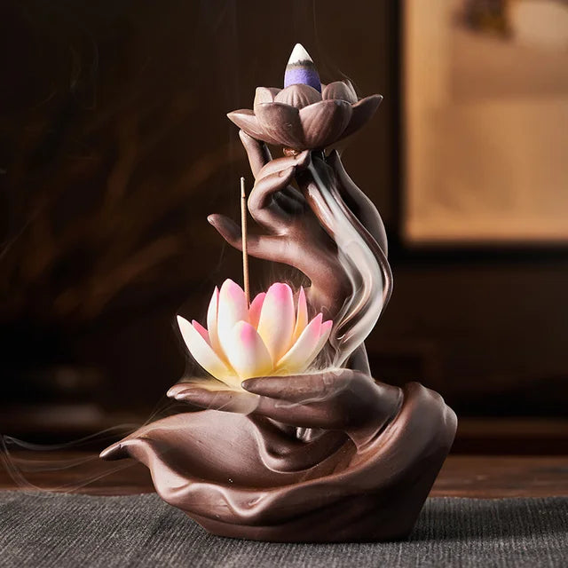 Zen Lotus Dragon Backflow Incense Burner - Ceramic Purple Sand | Home & Office Decor