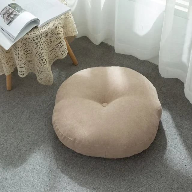 Thickened Cotton Linen Futon | Round Meditation and Tatami Mat Cushion