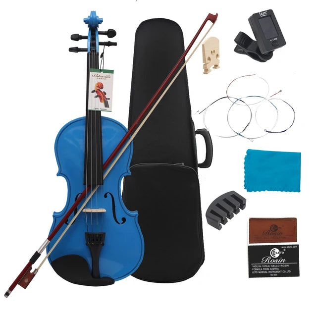 Complete Beginner's Violin Set | 4/4 Full-Size White Violin with Comprehensive Accessories