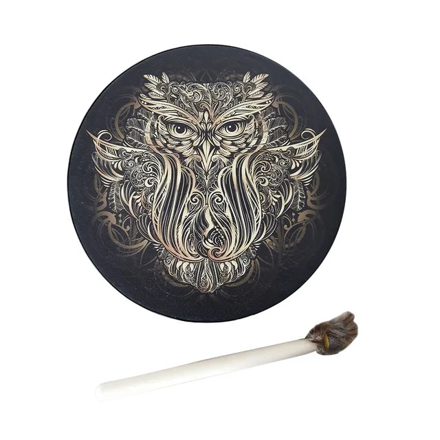 Alchemical Moon Drum | Handcrafted Shaman Drum with Vegan Material | Sound Healing Desktop Ornament