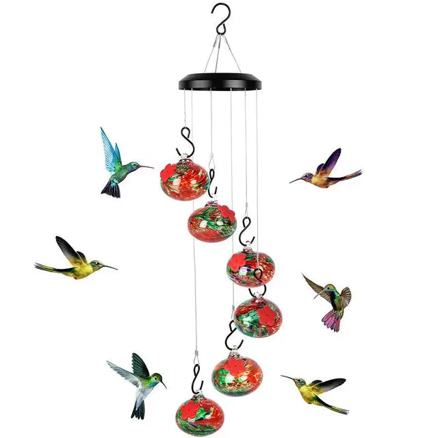 Charming Wind Chimes Hummingbird Feeders | Elegant Glass Bird Feeders for Outdoor Decor