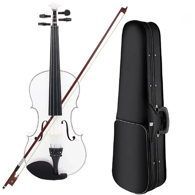 Complete Beginner's Violin Set | 4/4 Full-Size White Violin with Comprehensive Accessories