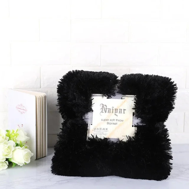 FuzzyHaven Luxe Fur Blanket | Ultra-Soft and Warm Faux Fur Throw | Elegant and Cozy for Bed or Sofa | Available in Multiple Sizes and Pillow Covers | Beige White | Machine Washable
