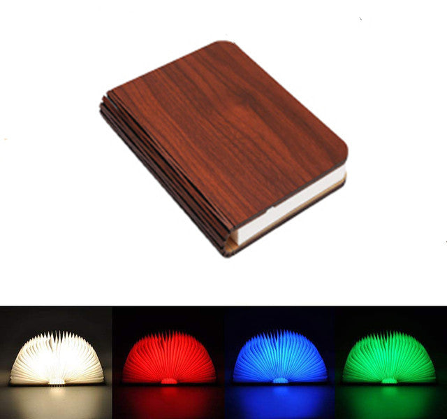 IllumiRead Multicolor Book Night Light | 360° Foldable LED Desk Lamp | USB Charged with Eye Protection and Wood Grain Finish | Ideal for Reading, Decor, and Portable Use