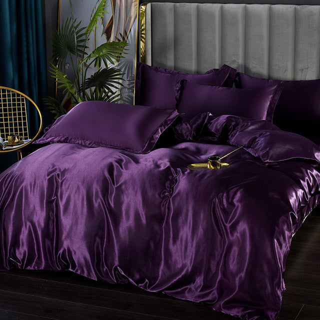 Luxurious Mulberry Silk Bedding Set: Elevate Your Sleep with Satin Softness & Solid Colors | Available in Twin, Full, and Queen Sizes