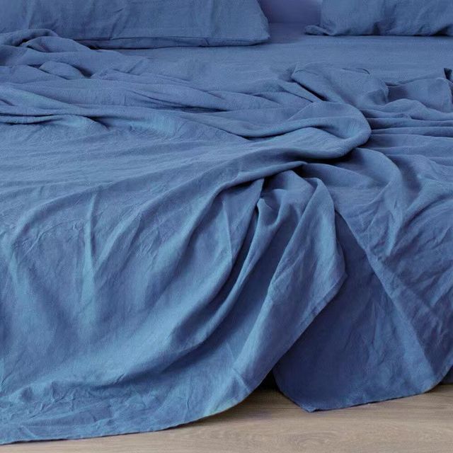 Pure Linen Bed Sheet Set | Breathable Natural Flax Farmhouse Bedding | 100% Washed Linen Sheets with Pillowcases |