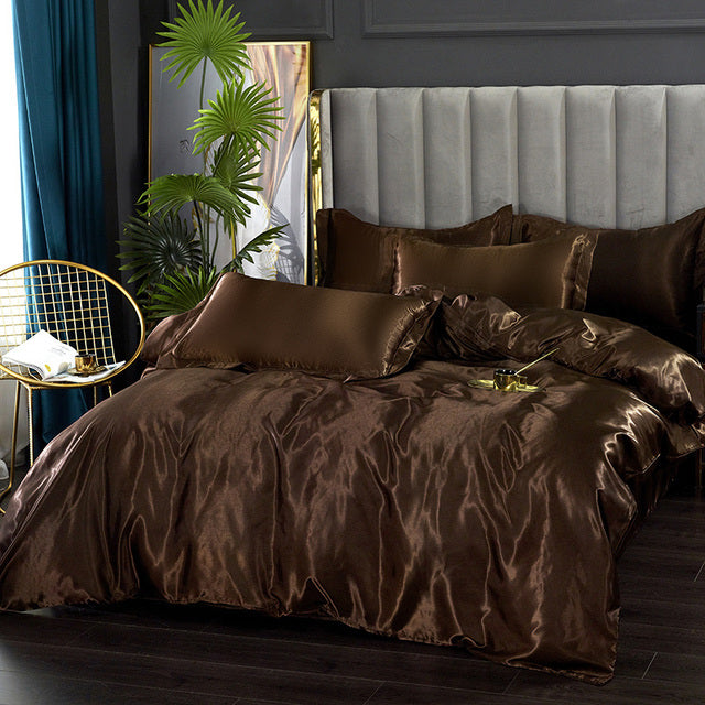 Luxurious Mulberry Silk Bedding Set: Elevate Your Sleep with Satin Softness & Solid Colors | Available in Twin, Full, and Queen Sizes