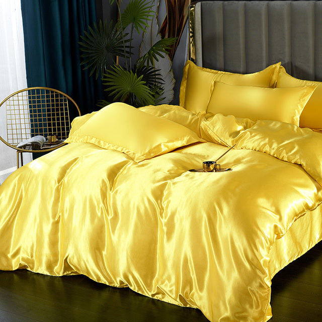 Luxurious Mulberry Silk Bedding Set: Elevate Your Sleep with Satin Softness & Solid Colors | Available in Twin, Full, and Queen Sizes