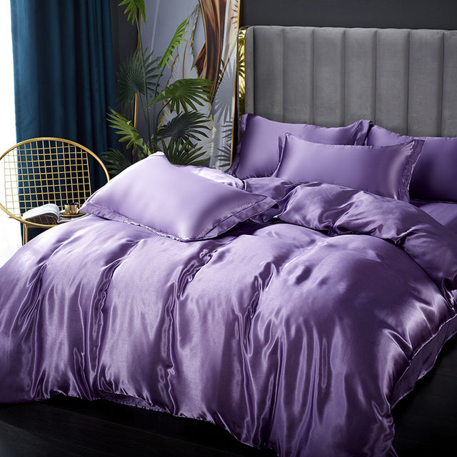 Luxurious Mulberry Silk Bedding Set: Elevate Your Sleep with Satin Softness & Solid Colors | Available in Twin, Full, and Queen Sizes