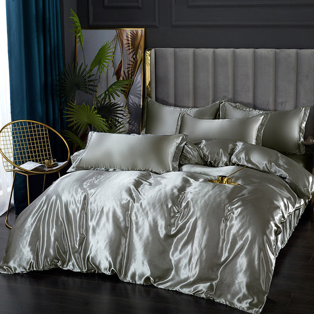 Luxurious Mulberry Silk Bedding Set: Elevate Your Sleep with Satin Softness & Solid Colors | Available in Twin, Full, and Queen Sizes