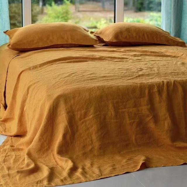 Pure Linen Bed Sheet Set | Breathable Natural Flax Farmhouse Bedding | 100% Washed Linen Sheets with Pillowcases |