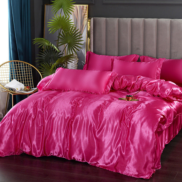 Luxurious Mulberry Silk Bedding Set: Elevate Your Sleep with Satin Softness & Solid Colors | Available in Twin, Full, and Queen Sizes