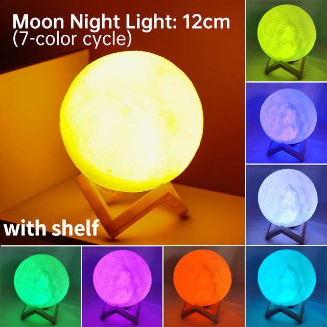 LunarGlow 3D Moon Lamp | LED Night Light with Colorful & Warm Glow | Safe and Gentle Lighting | Ideal for Bedroom Decor and Children’s Gift | Available in 8cm and 12cm Sizes