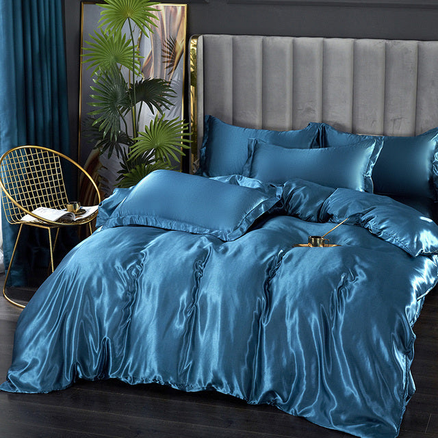 Luxurious Mulberry Silk Bedding Set: Elevate Your Sleep with Satin Softness & Solid Colors | Available in Twin, Full, and Queen Sizes