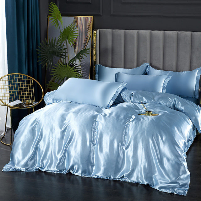 Luxurious Mulberry Silk Bedding Set: Elevate Your Sleep with Satin Softness & Solid Colors | Available in Twin, Full, and Queen Sizes