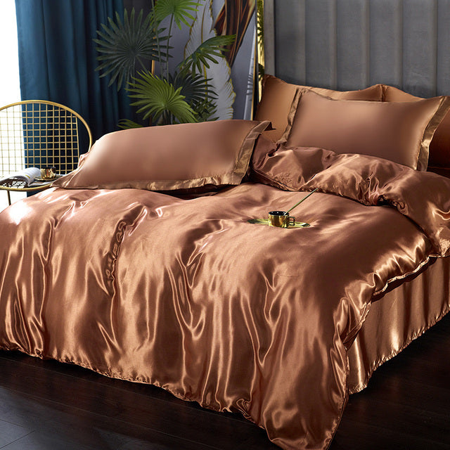 Luxurious Mulberry Silk Bedding Set: Elevate Your Sleep with Satin Softness & Solid Colors | Available in Twin, Full, and Queen Sizes