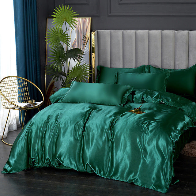 Luxurious Mulberry Silk Bedding Set: Elevate Your Sleep with Satin Softness & Solid Colors | Available in Twin, Full, and Queen Sizes