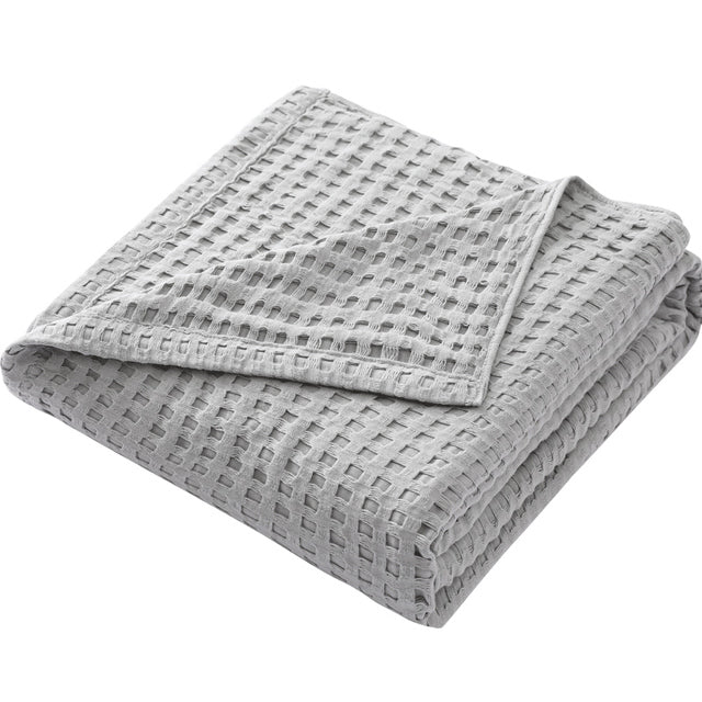 Temperature-Controlled Sleep: Summer Waffle Plaid Cotton Bed Blanket Throw | Breathable & Skin-Friendly | Versatile Blanket for All Seasons | Home & Hotel Luxury