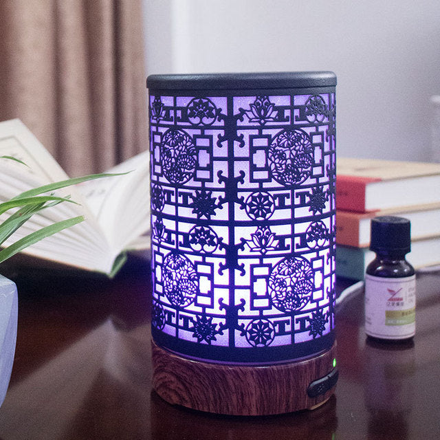 AromaForge Metal Essential Oil Diffuser | 3.5 fl oz Ultrasonic Aromatherapy Humidifier | Antique Design with 7 LED Colors | Auto Shut-Off | For Home, Office, Spa