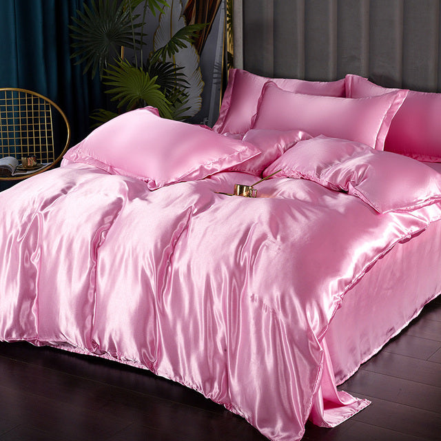 Luxurious Mulberry Silk Bedding Set: Elevate Your Sleep with Satin Softness & Solid Colors | Available in Twin, Full, and Queen Sizes