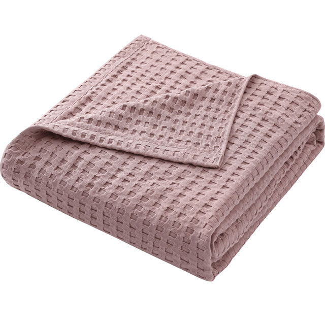 Temperature-Controlled Sleep: Summer Waffle Plaid Cotton Bed Blanket Throw | Breathable & Skin-Friendly | Versatile Blanket for All Seasons | Home & Hotel Luxury