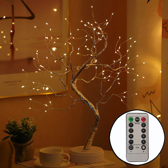 TwinkleStar LED Gypsophila Lamp | 108 Warm White LED Night Light | 19.7" Fairy Miniature Tree Lamp for Holiday and Home Decor | Includes USB Cable