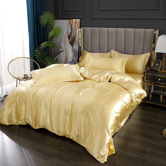 Luxurious Mulberry Silk Bedding Set: Elevate Your Sleep with Satin Softness & Solid Colors | Available in Twin, Full, and Queen Sizes