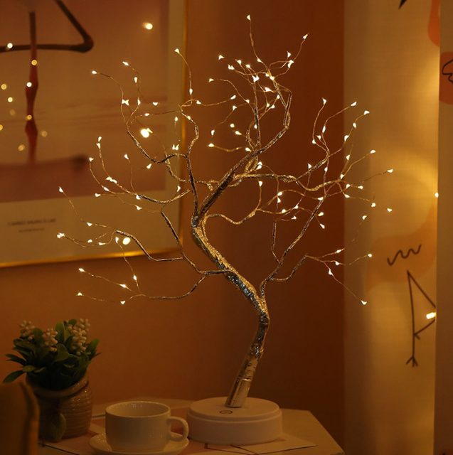 TwinkleStar LED Gypsophila Lamp | 108 Warm White LED Night Light | 19.7" Fairy Miniature Tree Lamp for Holiday and Home Decor | Includes USB Cable