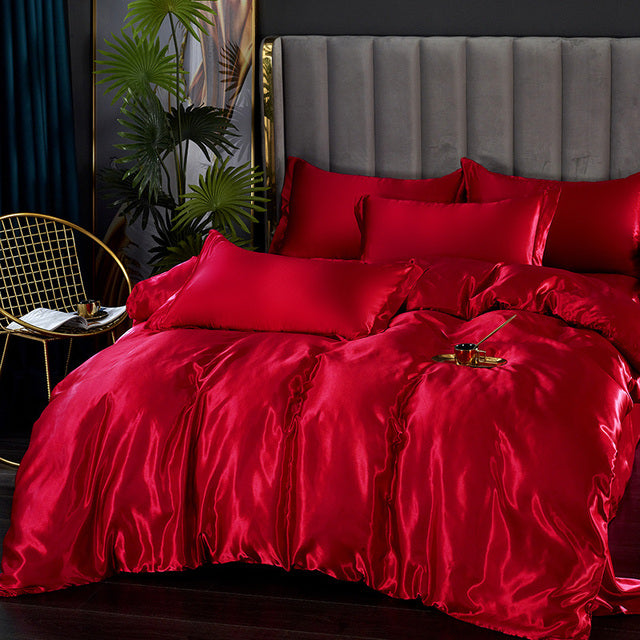 Luxurious Mulberry Silk Bedding Set: Elevate Your Sleep with Satin Softness & Solid Colors | Available in Twin, Full, and Queen Sizes